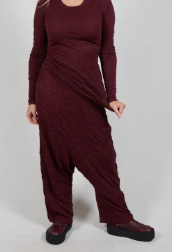 Pull On Crinkle Trousers in Merlot