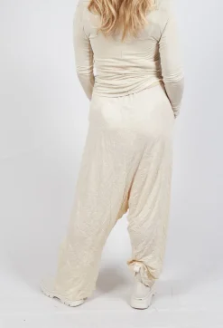 Pull On Crinkle Trousers in Bone
