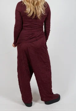 Pull On Crinkle Trousers in Merlot