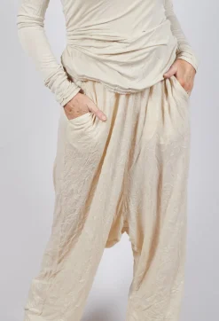 Pull On Crinkle Trousers in Bone