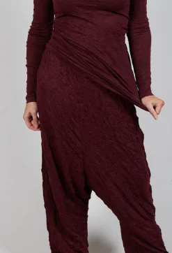 Pull On Crinkle Trousers in Merlot