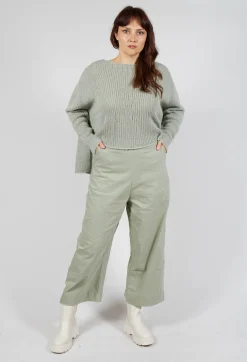 Pull On Cropped Fit Trousers in Defender