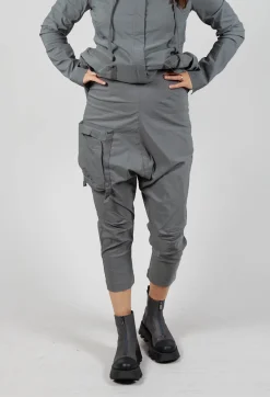 Pull On Drop Crotch Trousers with Cargo Pocket in Rock
