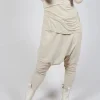 Pull on Drop Crotch Trousers in Bone