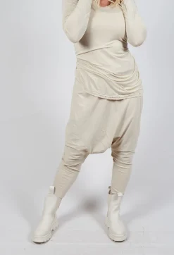Pull on Drop Crotch Trousers in Bone