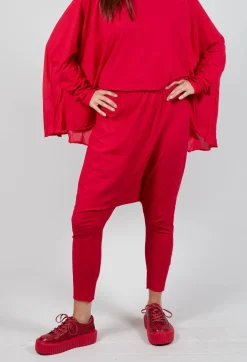 Pull on Drop Crotch Trousers in Cardinal Cloud