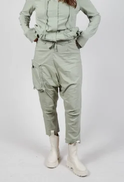 Pull On Drop Crotch Trousers with Cargo Pocket in Defender