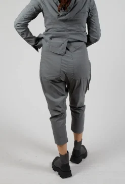 Pull On Drop Crotch Trousers with Cargo Pocket in Rock