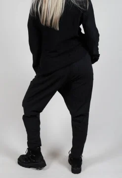Pull On Drop Crotch Trousers in Black Stripe
