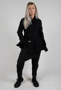Pull On Drop Crotch Trousers in Black Stripe