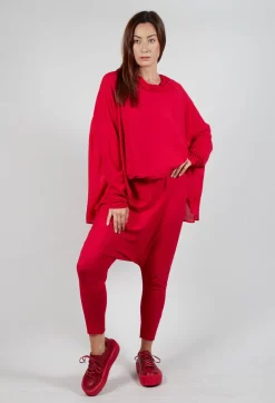 Pull on Drop Crotch Trousers in Cardinal Cloud