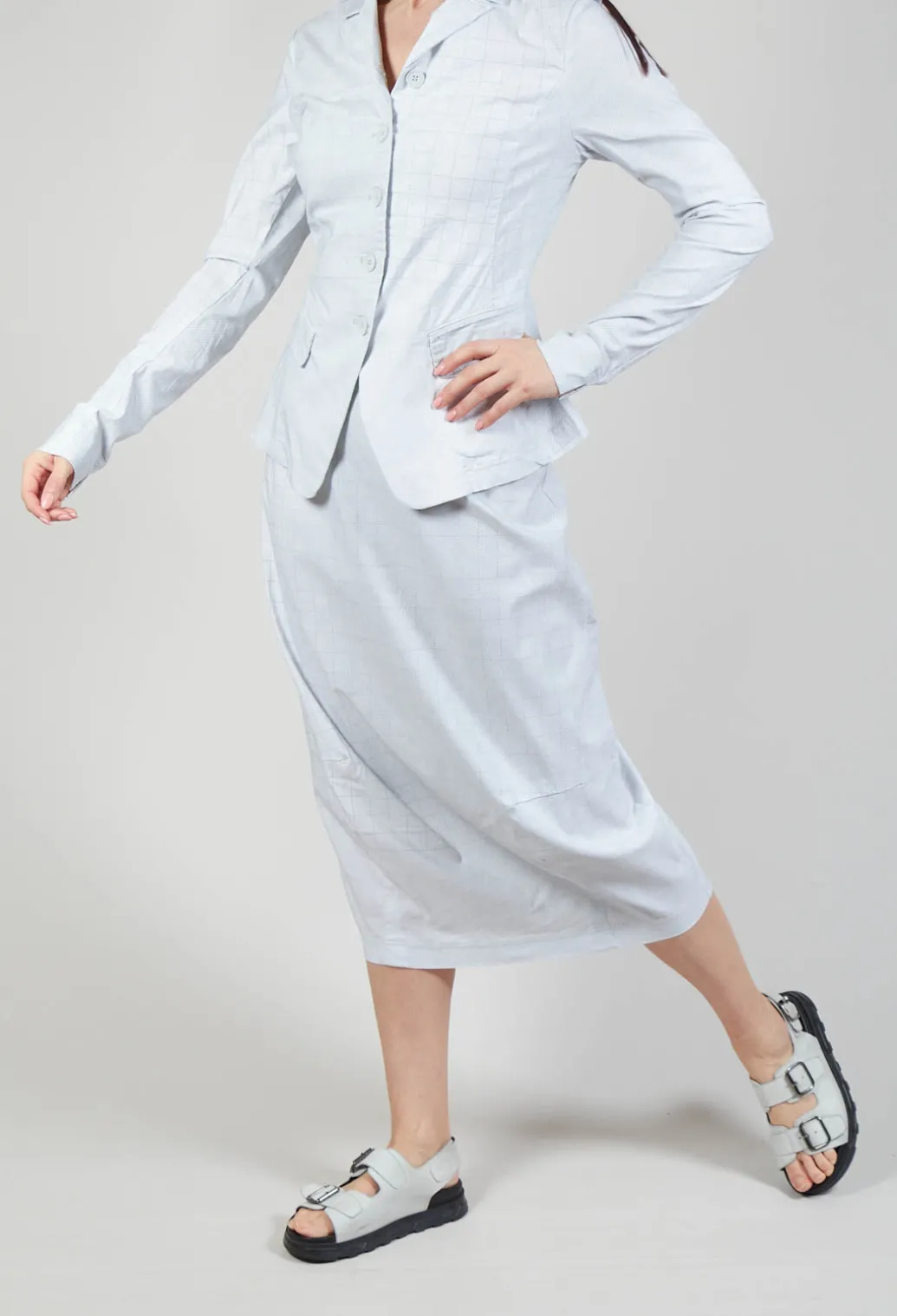 Pull On Fitted Skirt in Grey Print