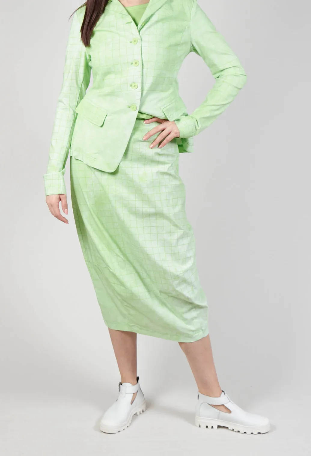 Pull On Fitted Skirt in Lime Print