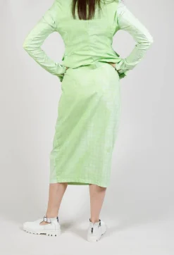 Pull On Fitted Skirt in Lime Print