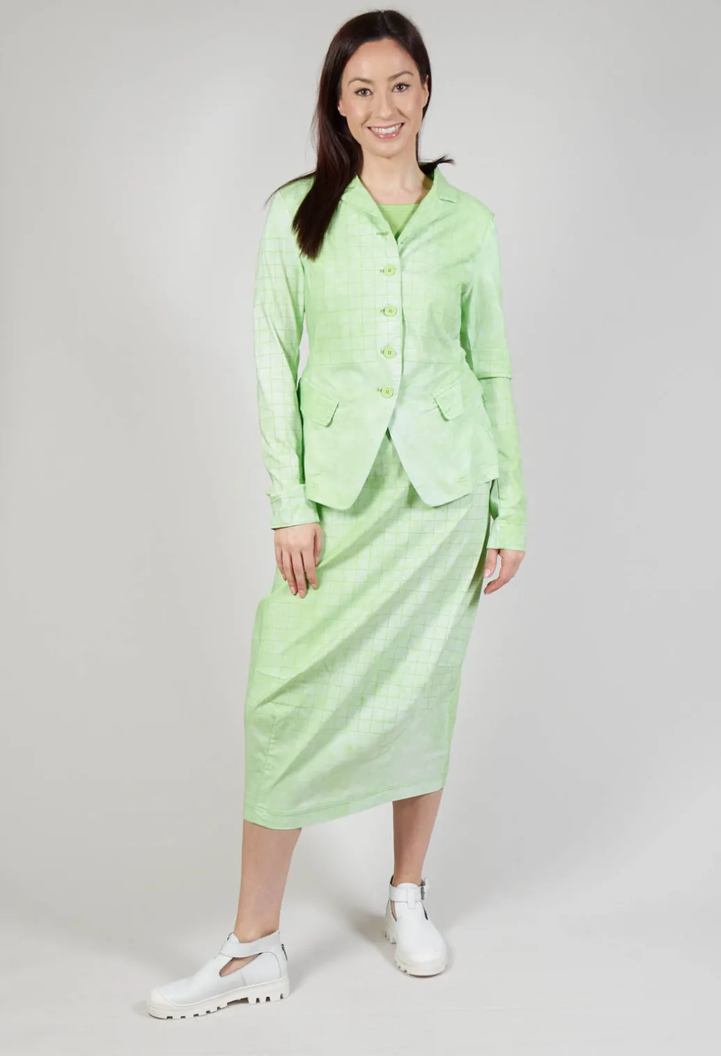 Pull On Fitted Skirt in Lime Print