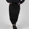 Pull On Longline Pencil Skirt in Black
