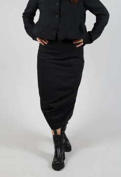Pull On Longline Pencil Skirt in Black