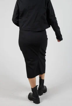 Pull On Longline Pencil Skirt in Black