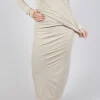 Pull on Midi Skirt in Bone