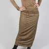 Pull on Midi Skirt in Camel Cloud