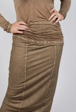 Pull on Midi Skirt in Camel Cloud