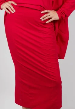 Pull on Midi Skirt in Cardinal Cloud