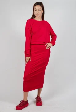 Pull on Midi Skirt in Cardinal Cloud