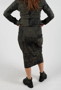 Pull On Pencil Skirt in Jungle Big Print