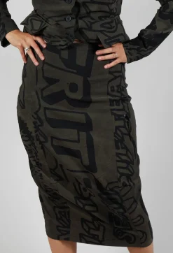 Pull On Pencil Skirt in Jungle Big Print