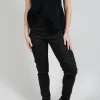 Pull On Pinstripe Leggings in Black