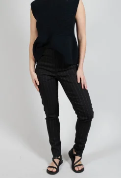 Pull On Pinstripe Leggings in Black