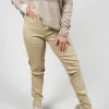 Pull On Pinstripe Leggings in Beige