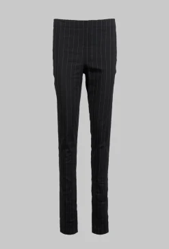 Pull On Pinstripe Leggings in Black