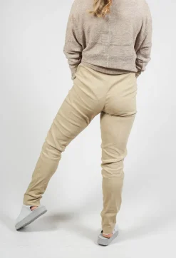Pull On Pinstripe Leggings in Beige