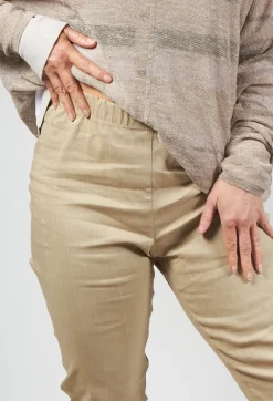 Pull On Pinstripe Leggings in Beige