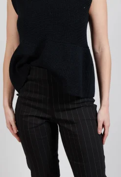 Pull On Pinstripe Leggings in Black