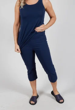 Pull On Pleat Front Trousers in Navy