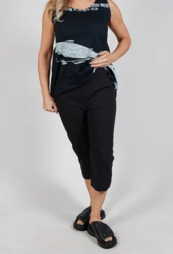 Pull On Pleat Front Trousers in Black