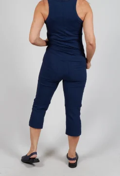 Pull On Pleat Front Trousers in Navy