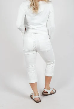 Pull On Pleat Front Trousers in Offwhite