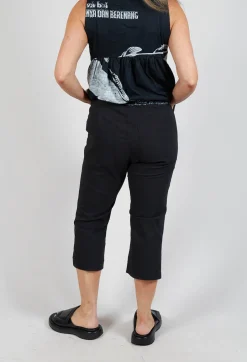 Pull On Pleat Front Trousers in Black