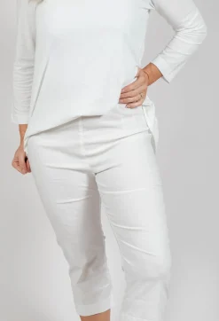 Pull On Pleat Front Trousers in Offwhite