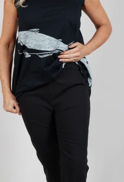 Pull On Pleat Front Trousers in Black