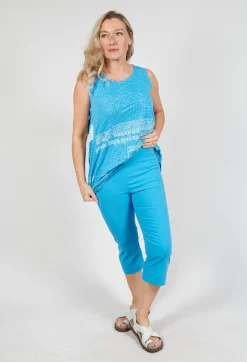 Pull On Pleat Front Trousers in Malibu