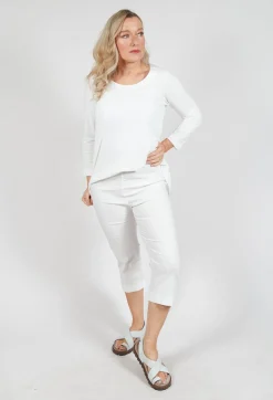 Pull On Pleat Front Trousers in Offwhite