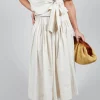 Pull on Pleated Skirt in Ecru