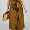 Pull on Pleated Skirt in Gold