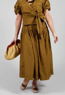 Pull on Pleated Skirt in Gold