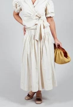 Pull on Pleated Skirt in Ecru