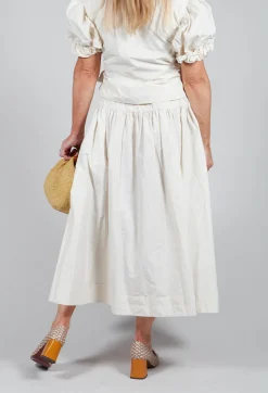 Pull on Pleated Skirt in Ecru